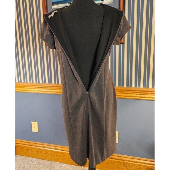 NY Collection Lined Gray Basic V-Neck Dress, Great for layering and Boots. LP - Picture 4 of 6